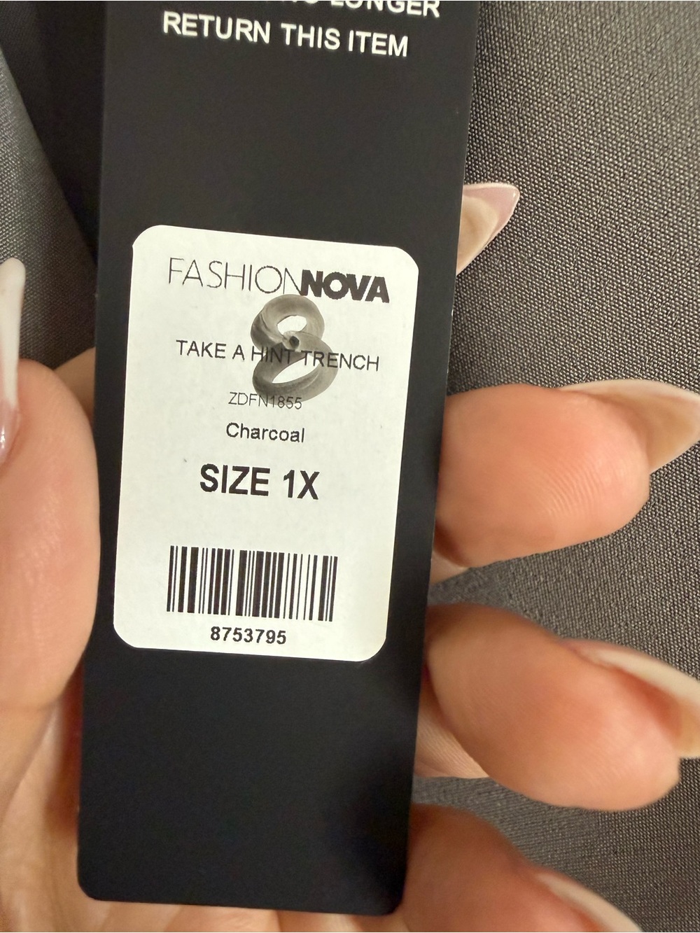 Fashion Nova Gray Single-Button Long duster Coat - Picture 2 of 6